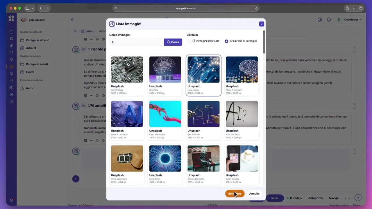 Creare e pubblicare un articolo